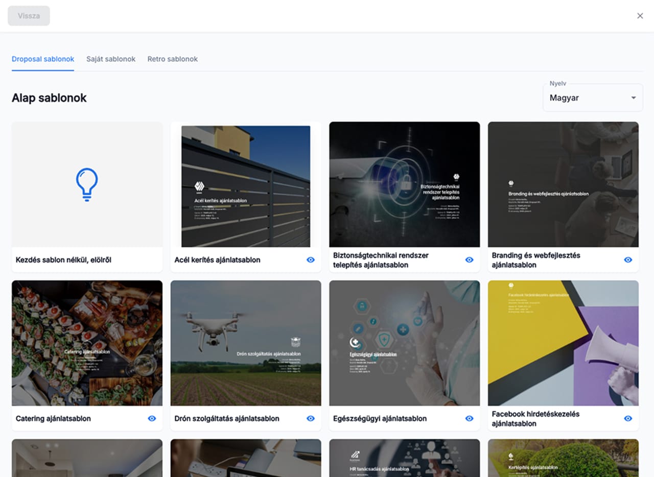 Sablonok és tartalmi elemek